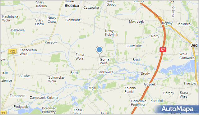 mapa Górna Wola, Górna Wola gmina Jedlińsk na mapie Targeo